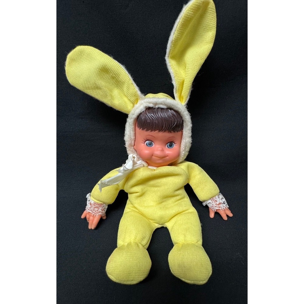 Vintage 1976 Yellow Terrycloth Bean Bag Bunny 10" Doll/Plush